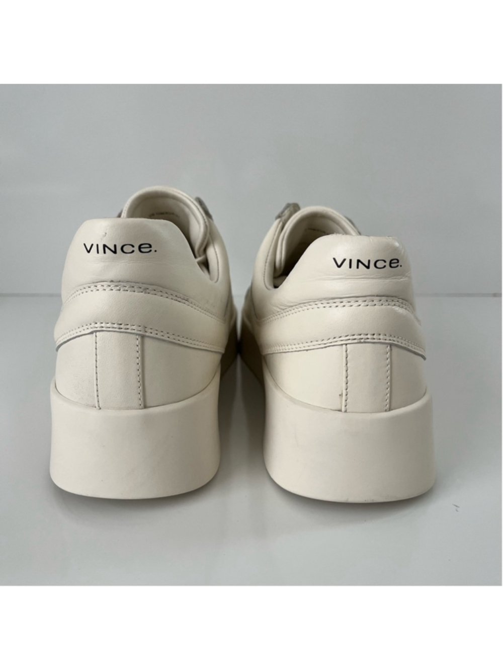 Vince Warren Court Platform Lace Up Sneakers Milk White Leather Womens 10 - Picture 13 of 16